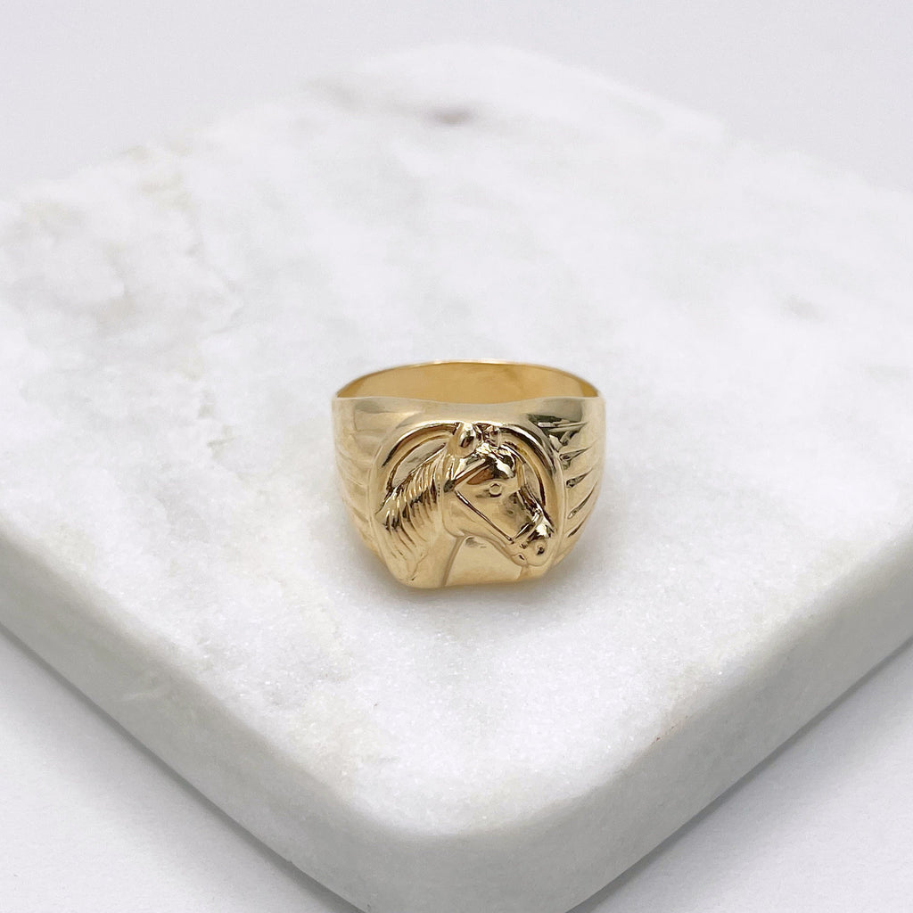 18k Gold Filled Raised Horse Ring Design Ring