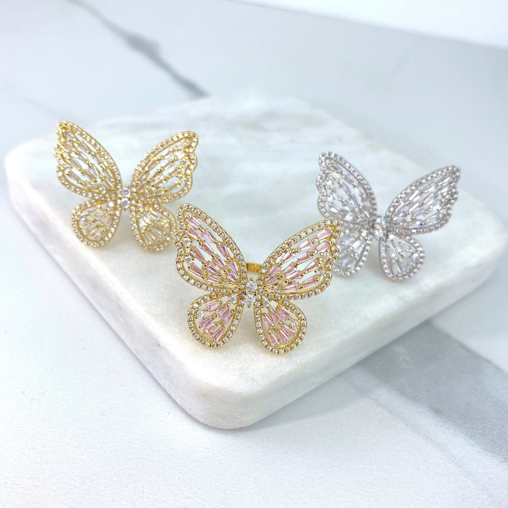 18k Gold Filled Micro Cubic Zirconia Butterfly Design Adjustable Ring
