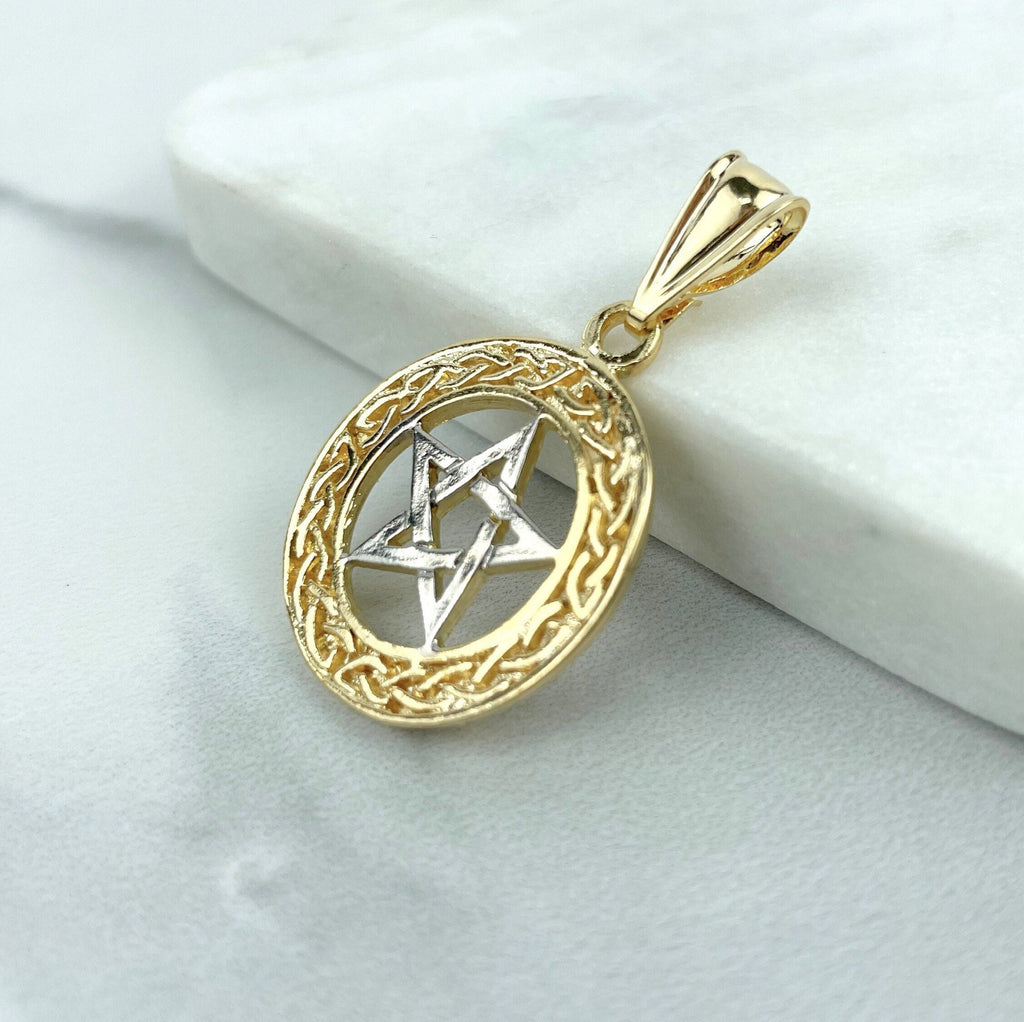 18k Gold Filled Two Tone Star Of David Pendant