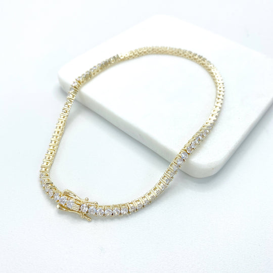 18k Gold Filled CZ Linked Chain Anklet