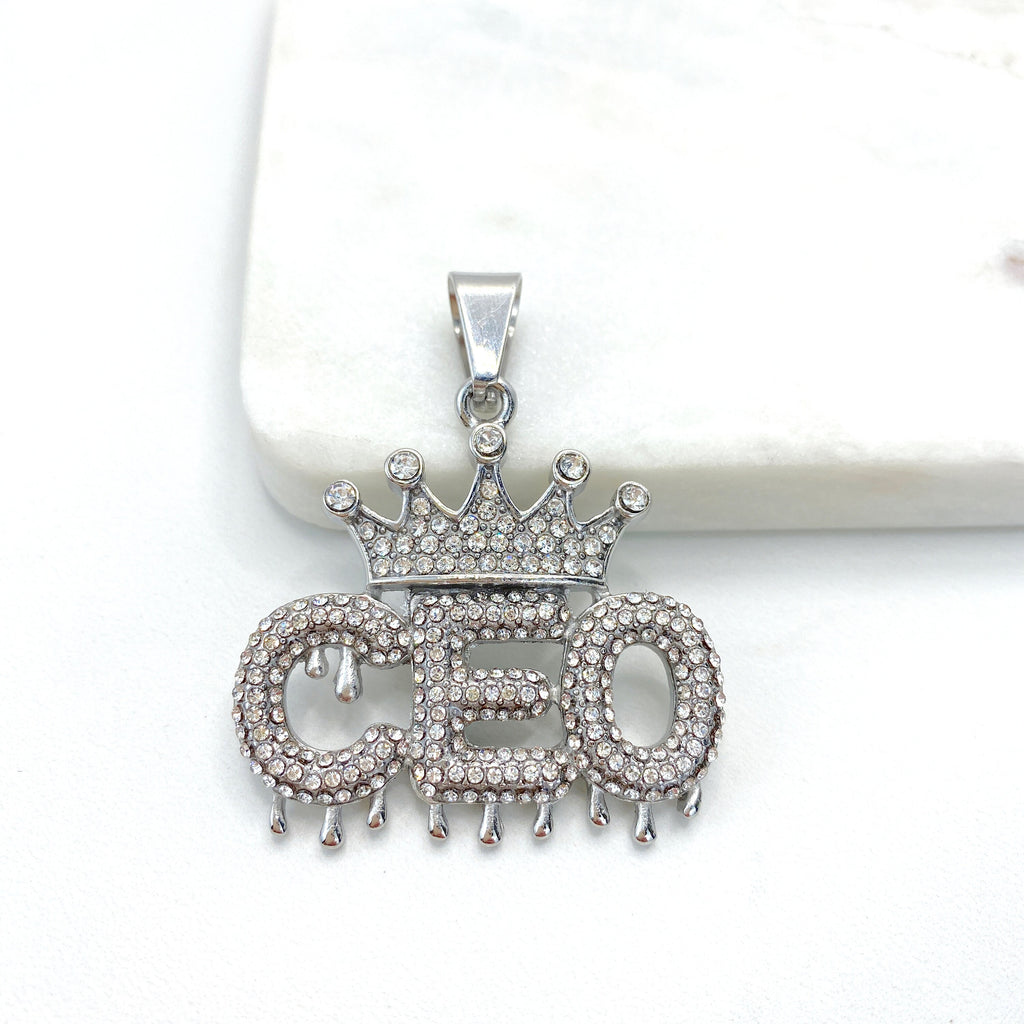 Stainless Steal CZ CEO Pendant