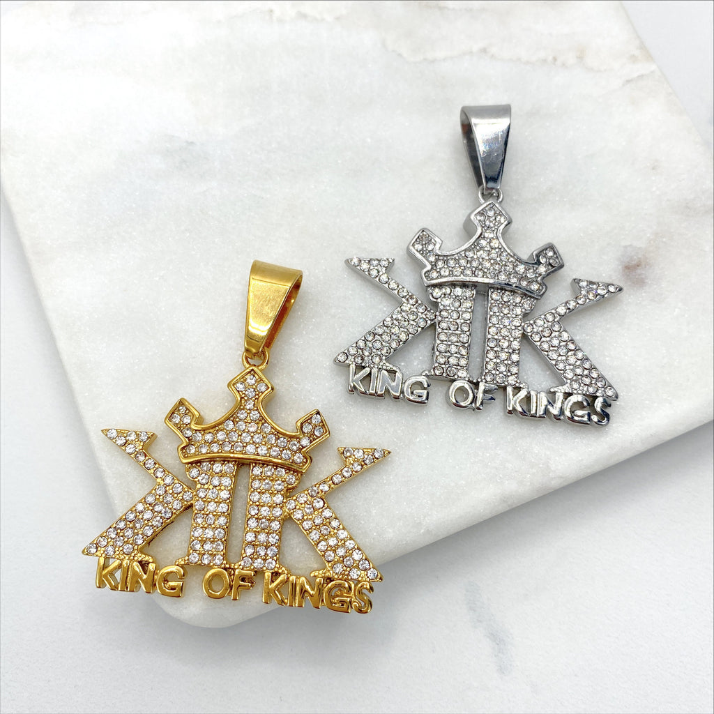 Stainless Steal Gold or Silver KK King of Kings Pendant