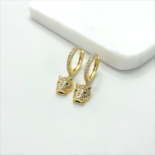 18k Gold Filled Panther Head Huggie Earrings