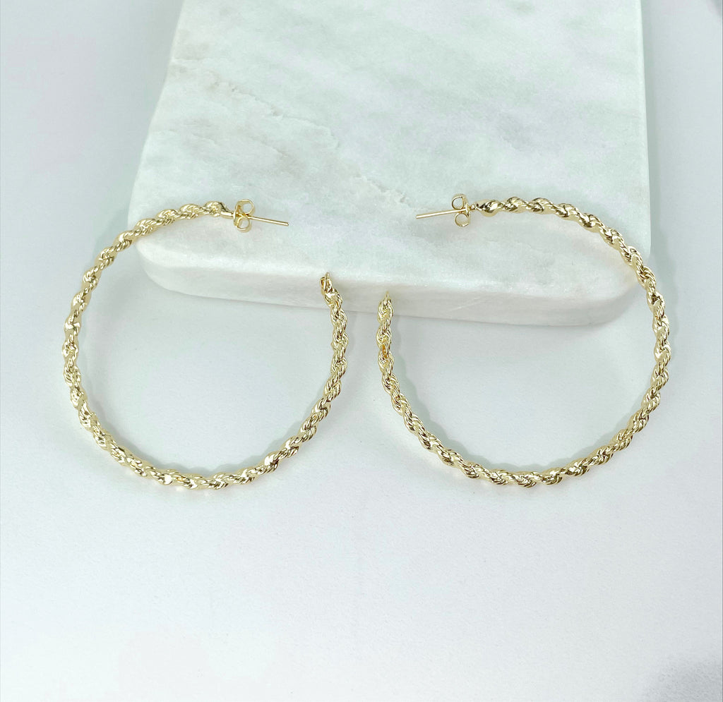18k Gold Filled 55mm Twisted C-Hoop Earrings