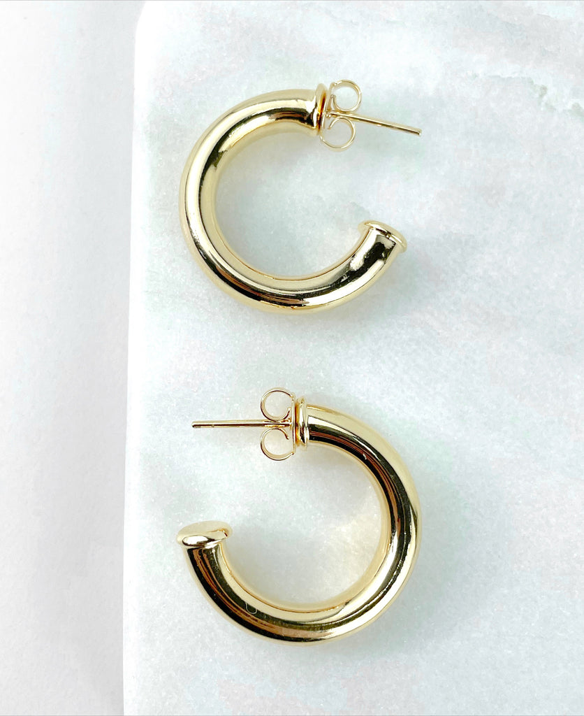 18k Gold Filled 20mm Donut Tubular C-Hoop Earrings