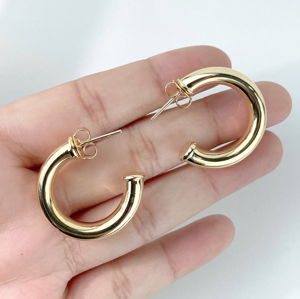 18k Gold Filled 25mm Donut Tubular C-Hoop Earrings