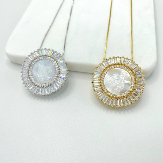 18k Gold Filled Box Link Chain Milagrosa Virgin Necklace