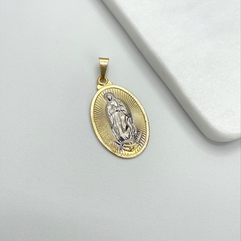 18k Gold Filled or Two Tone Virgen de Guadalupe Pendant