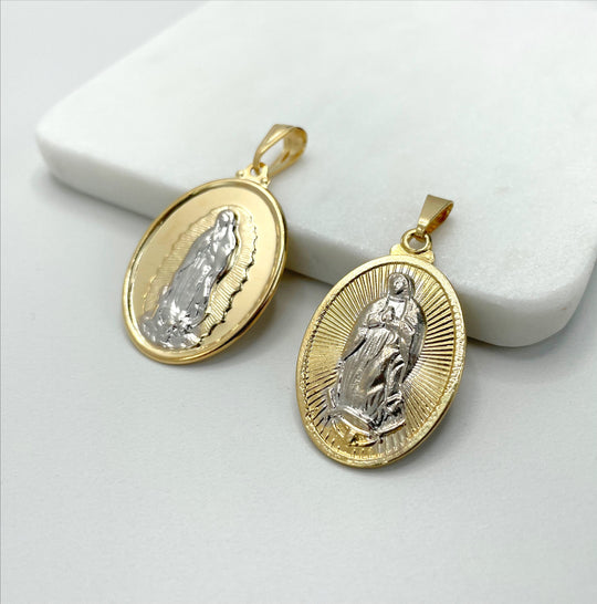 18k Gold Filled or Two Tone Virgen de Guadalupe Pendant
