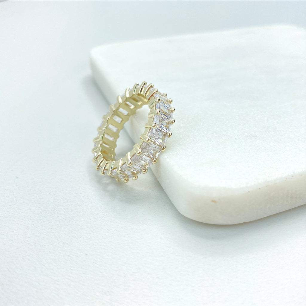 18k Gold Filled White Cubic Zirconia Baguette Ring
