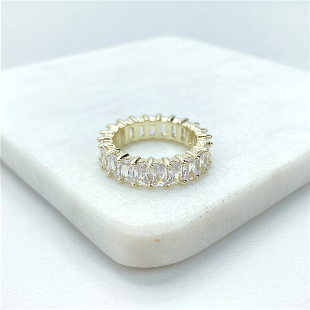 18k Gold Filled White Cubic Zirconia Baguette Ring