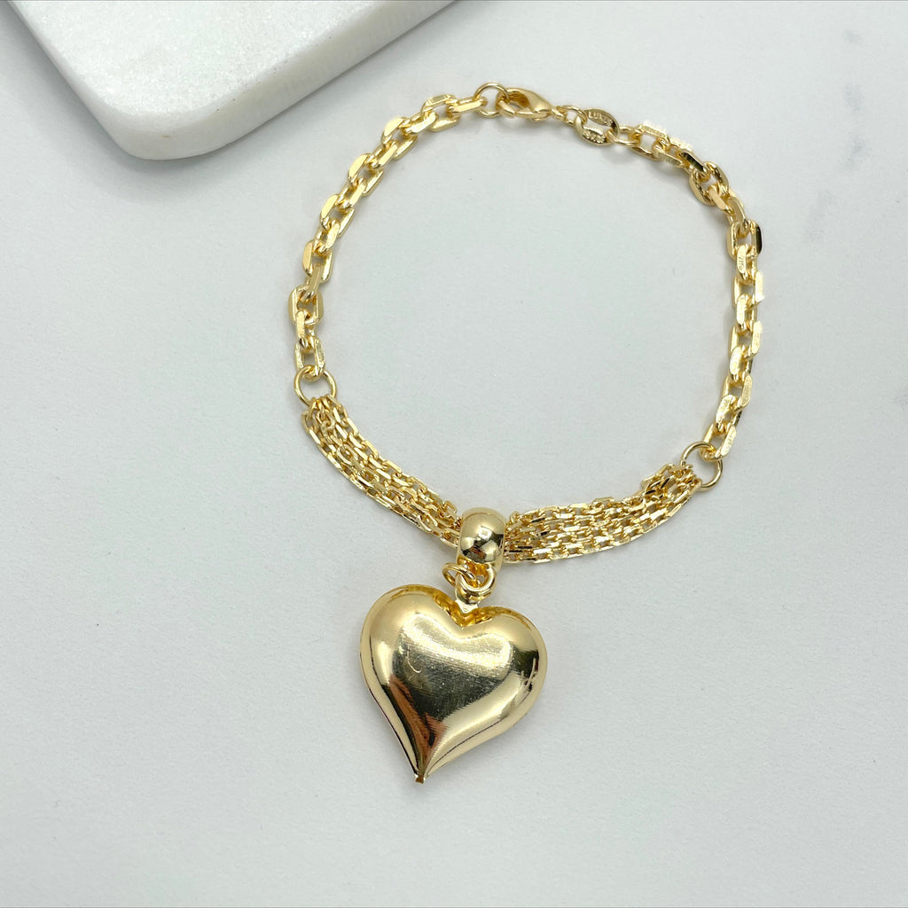 18k Gold Filled Paperclip Hearts Necklace or Bracelet Set
