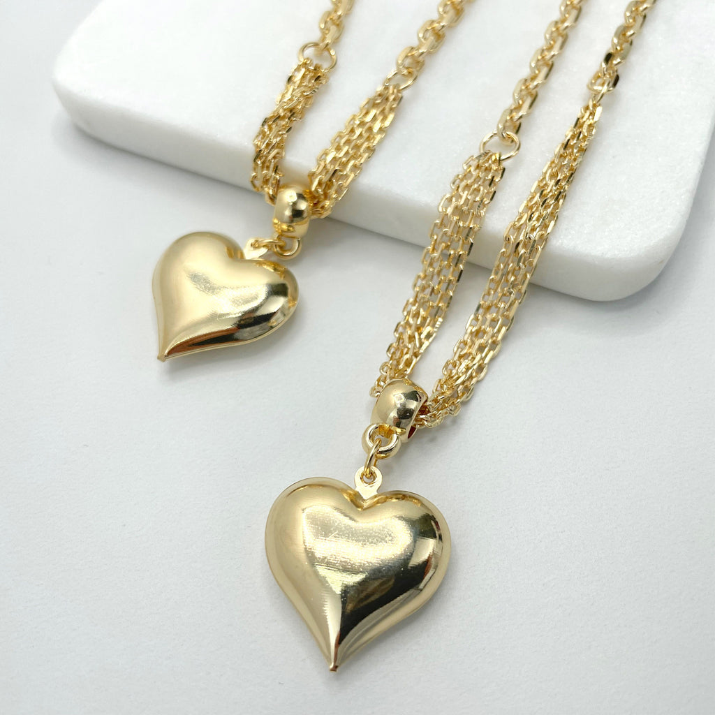 18k Gold Filled Paperclip Hearts Necklace or Bracelet Set