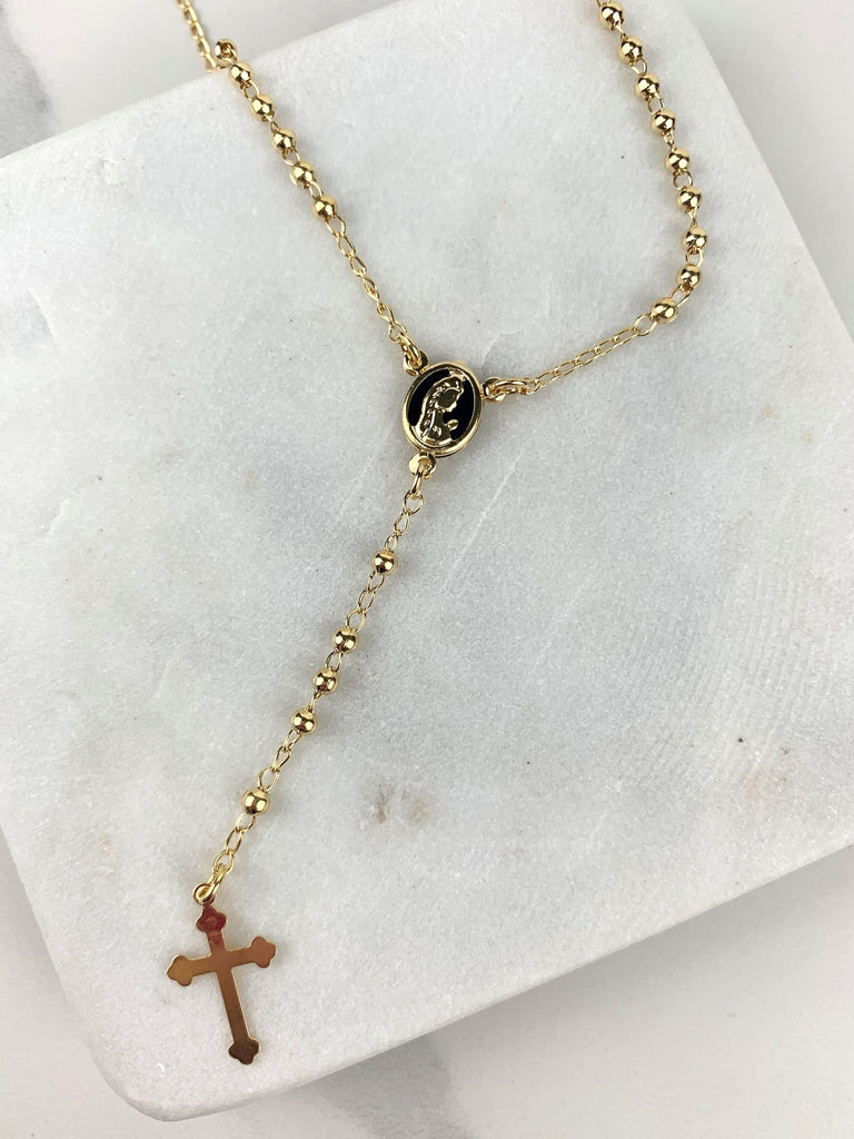 18k Gold Filled Beaded Virgin Mary Rosary