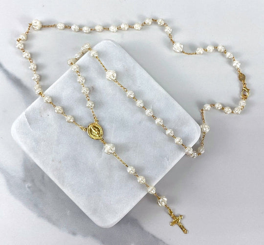 18k Gold Filled Beaded Milagrosa Virgin Rosary