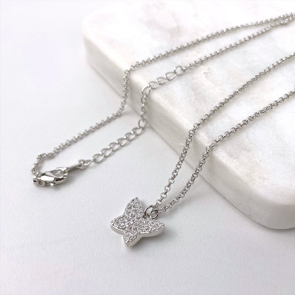 Silver Filled Cable Link Chain Petite Butterfly Set