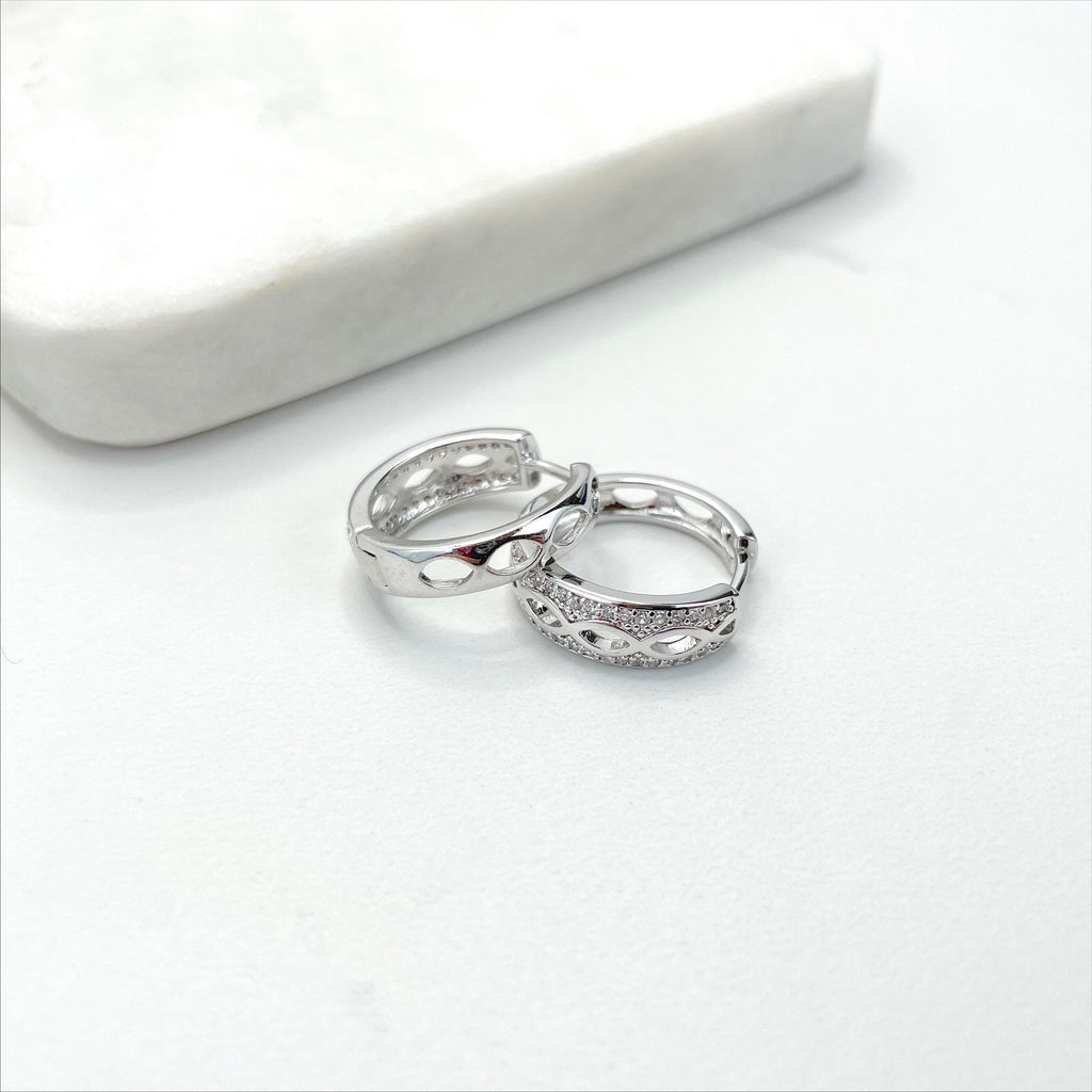 Silver Filled with Micro Cubic Zirconia 19mm Hoops Earrings