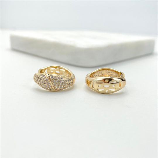 18k Gold Filled with Micro Cubic Zirconia 20mm Hoops Earrings