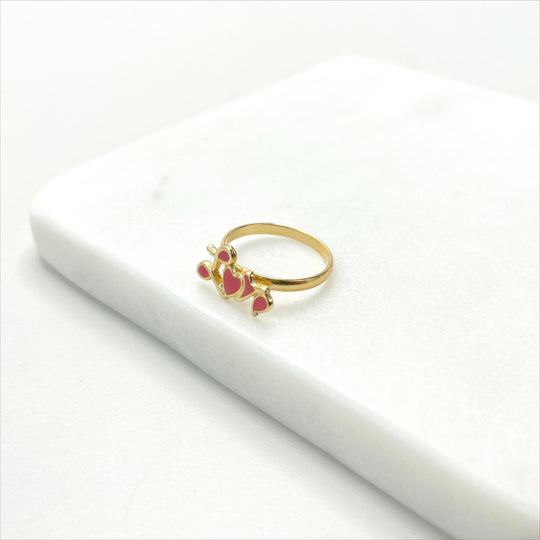 18k Gold Filled Enamel Pink Love Word Kids Ring