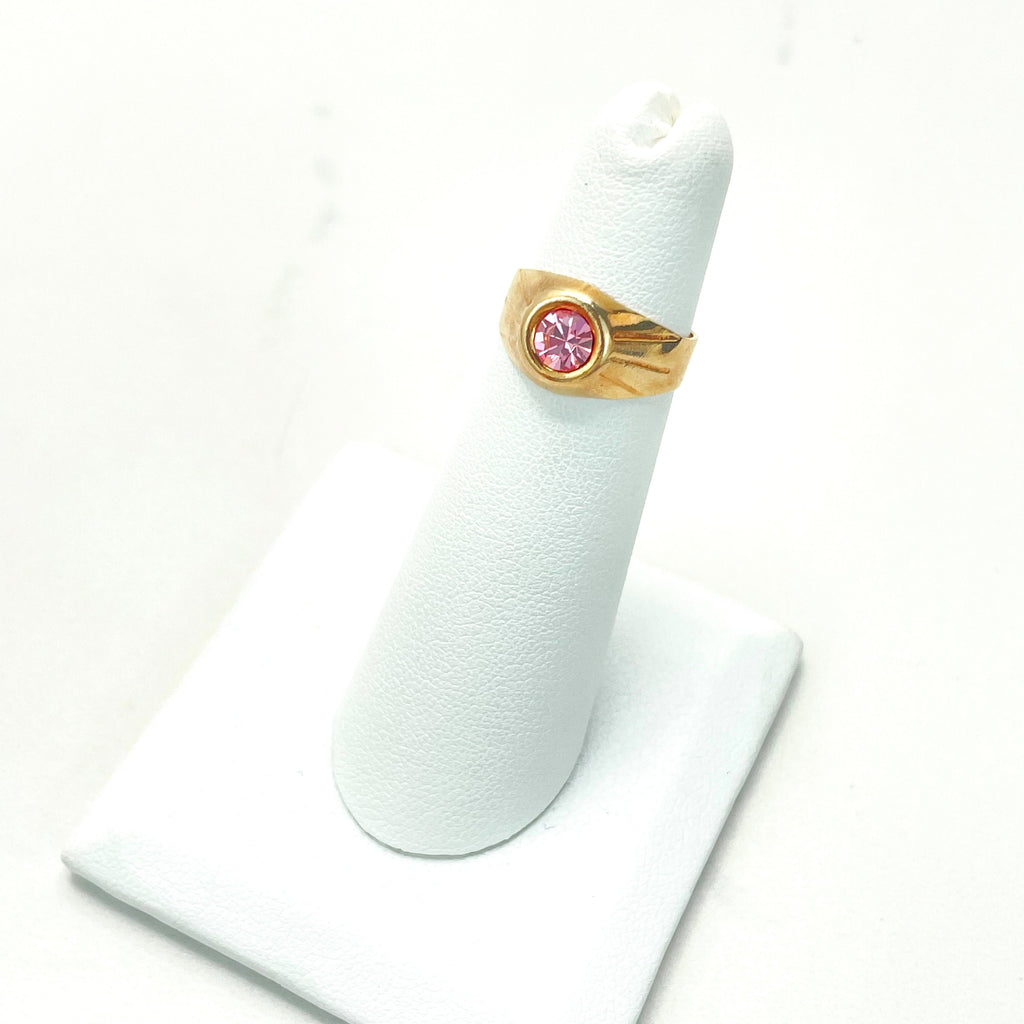 18k Gold Filled Colored Cubic Zirconia Solitaire Design Kids Rings
