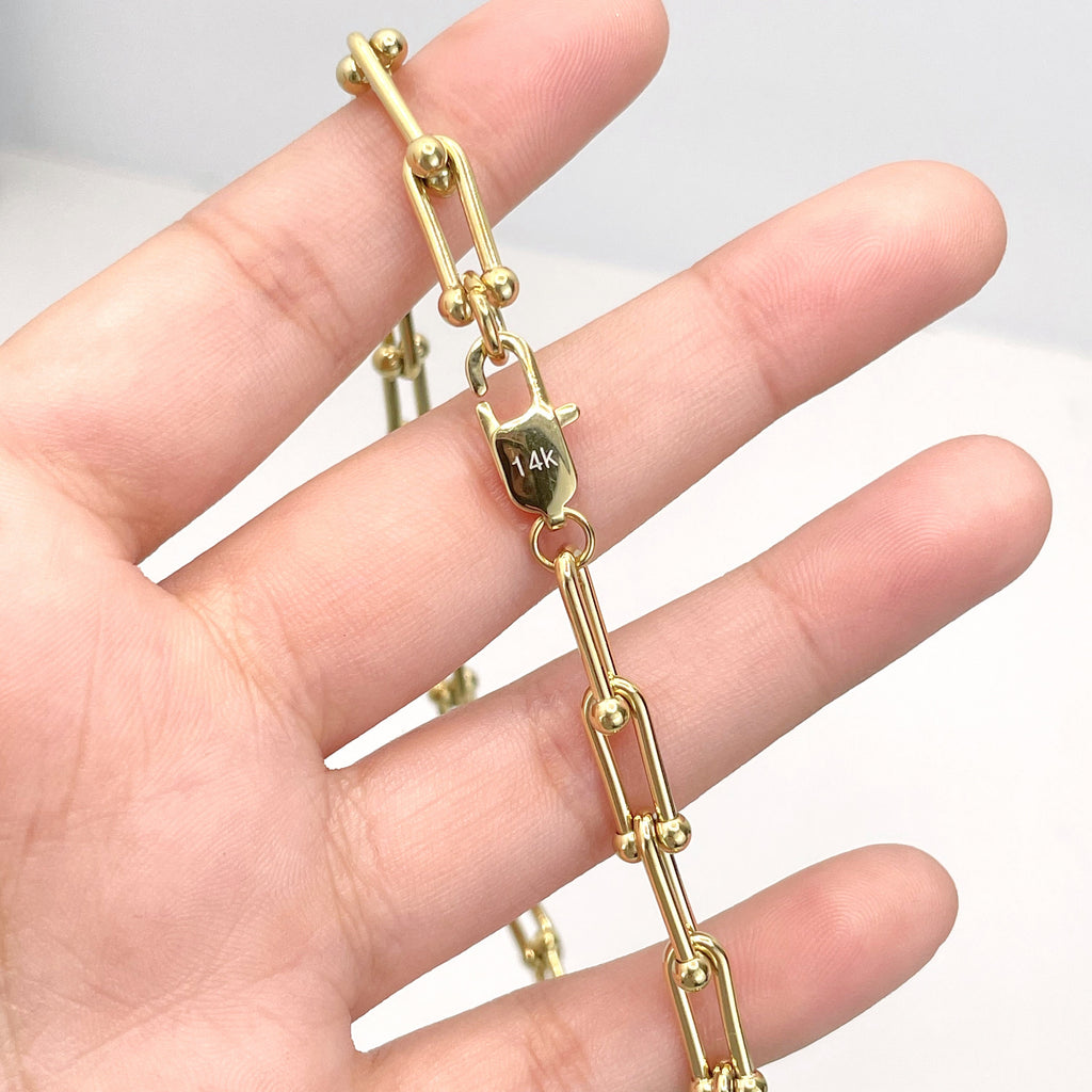 18k Gold Filled 5mm U Link Bracelet