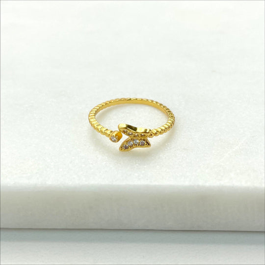 18k Gold Filled Micro Cubic Zirconia Butterfly Adjustable Kids Ring