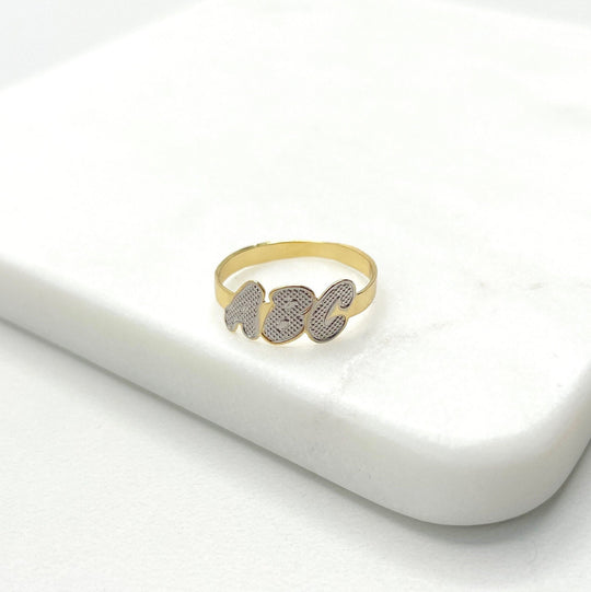 18k Gold Filled Two Tone ABC Letters Kids Ring