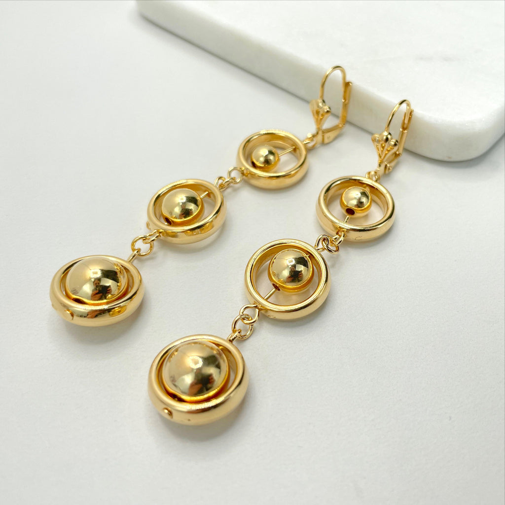 18k Gold Filled Balls Dangle Drop Earrings