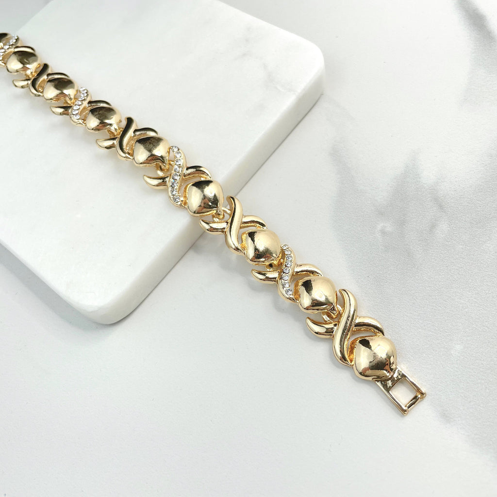 18k Gold Filled Cubic Zirconia Hug & Kisses XoXo Design 04 Pieces Set