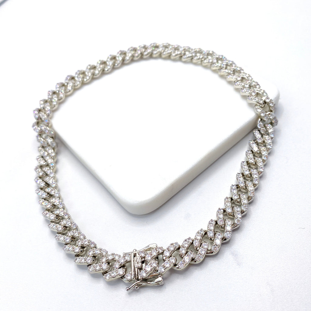 Silver Filled Iced CUBAN LINK Chain or Bracelet