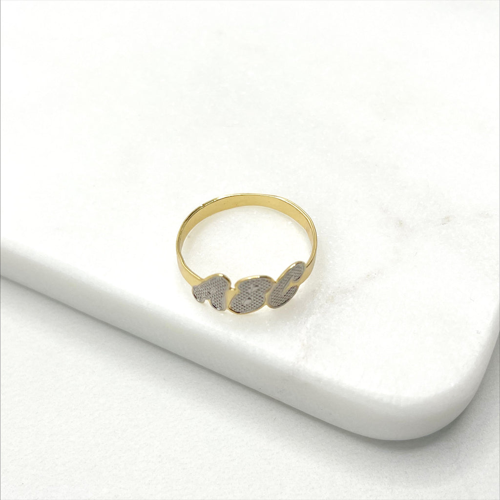 18k Gold Filled Two Tone ABC Letters Kids Ring