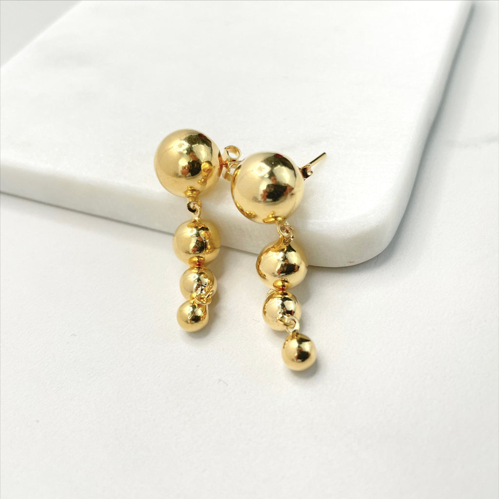 Gold 12mm Ball Stud Earrings