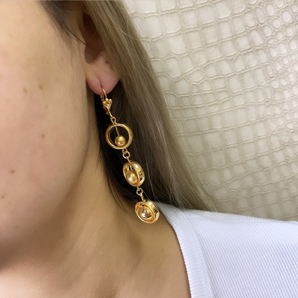 18k Gold Filled Balls Dangle Drop Earrings