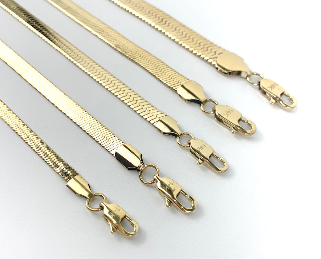 14k Gold Filled Herringbone 6mm, 8mm & 10mm Bracelets
