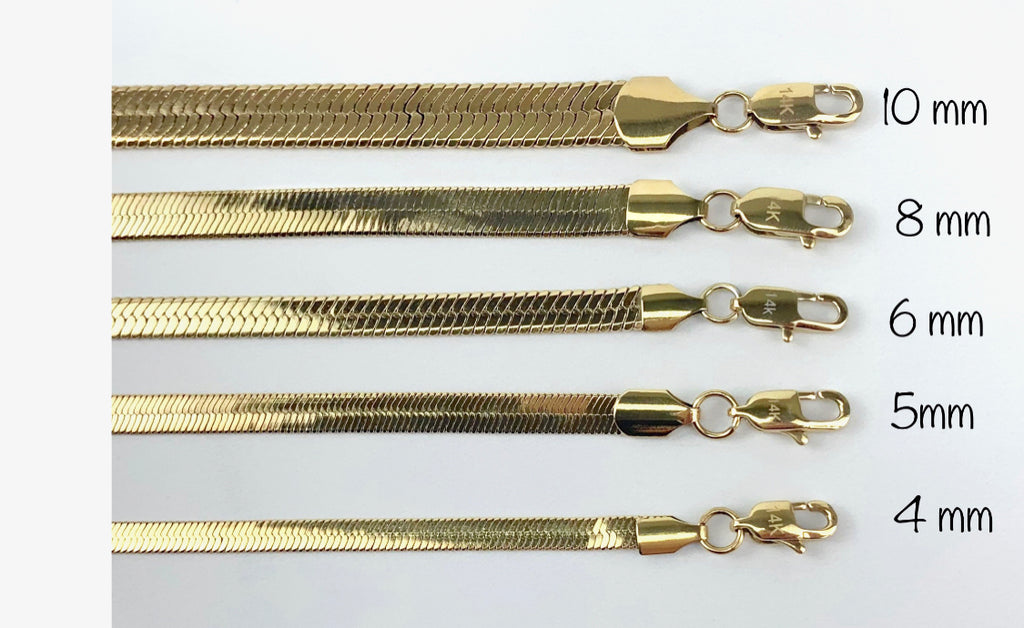14k Gold Filled Herringbone 4mm, 6mm, 8mm, 10mm Snake Chain